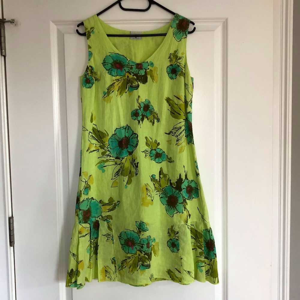 Almost new lined linen summer dress, XS